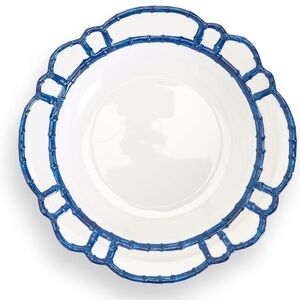 TWO’S COMPANY NWT blue bamboo serving/centerpiece bowl with bamboo